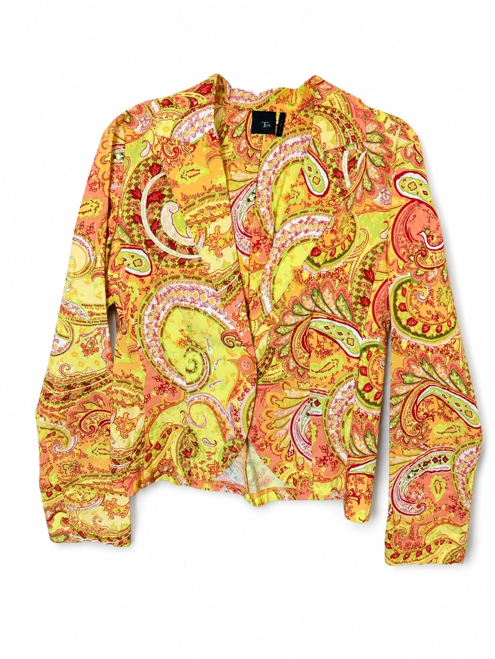 Paisley Open-Front Jacket in Yellow & Orange